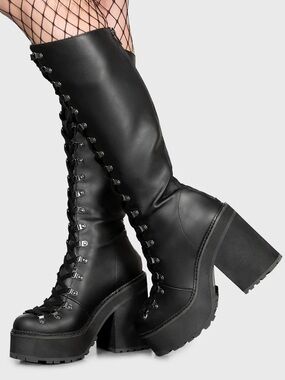 NWOT Killstar "Bloodletting" Black Knee-High Boots Size 8